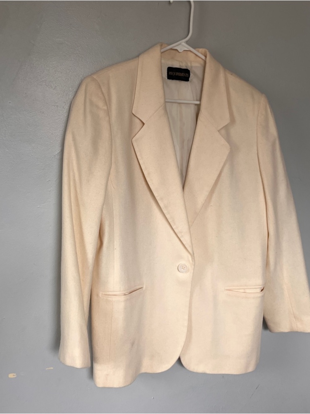 Vintage Cream Single-Button Notch Lapel Blazer - image 3